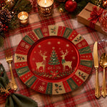 Golden Reindeer Winterland Charger Plate | Red Green Christmas - MintiHome