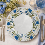 Blue Gold Botanical Charger Plate | Teal Center Luxury Tableware - scene view 1