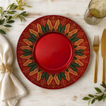 Green Gold Art Deco Leaf Charger Plate | Botanical Wreath Tableware - effect view 1