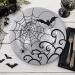 Halloween Bat Spider Web Charger Plate | Spooky Moon Tableware - effect view 1