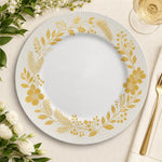 Red Gold Botanical Floral Charger Plate | Elegant Wreath Tableware - effect view 2