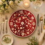 Black Cream Baroque Floral Charger Plate | Vintage Ornate Tableware - MintiHome