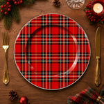 Christmas Red Tartan Plaid Charger Plate - Festive Holiday Table Decor - MintiHome