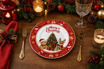 Merry Christmas Tree Charger Plate - Red Festive Holiday Table Decor - MintiHome