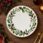 Christmas Holly Wreath Charger Plate – Watercolor Holiday Table Decor - effect view 1