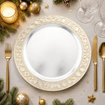 Gold Geometric Charger Plate - White & Gold Lattice Under Plate - MintiHome