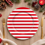 Candy Cane Charger Plate - Red and White Striped Holiday Table Decor - effect view 1