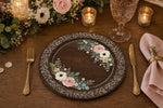 Elegant Wedding Floral Charger Plate - Botanical Rose Under Plate for Reception - MintiHome