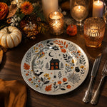 Halloween Haunted House Charger Plate – Silver Metallic Fall Table Decor - MintiHome