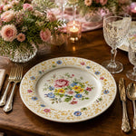 Vintage Floral Charger Plate – Gold Filigree Cream Service Plate - MintiHome