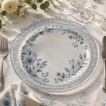 Blue Floral Glass Charger Plate – Elegant Transparent Under Plate for Wedding Decor - MintiHome