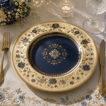 Navy & Gold Charger Plate – Vintage Floral Underplate for Weddings (66 chars) - MintiHome