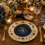 Navy & Gold Charger Plate – Vintage Floral Underplate for Weddings (66 chars) - MintiHome