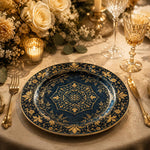 Royal Teal and Gold Charger Plate – Baroque Wedding Table Decor - MintiHome