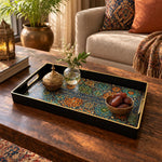 Ramadan Plastic Serving Tray – Black Colour Medley plastic serving tray shown in a rectangular styled scene.