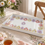Easter Decorative Serving Tray – Cream Folk Egg Medallion plastic serving tray shown in a rectangular product view.
