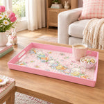 Easter Decorative Serving Tray – Silver Folk Medley plastic serving tray shown in a rectangular styled scene.
