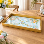 Easter Decorative Serving Tray – Cream Sprig Keyline plastic serving tray shown in a rectangular product view.