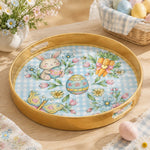 Easter Decorative Serving Tray – Cream Sprig Keyline plastic serving tray shown in a round product view.