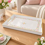Easter Decorative Serving Tray – Gold Folk Floral Egg plastic serving tray shown in a rectangular product view.