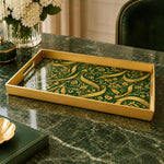 Ramadan Plastic Serving Tray – Gold Scale Pattern Field plastic serving tray shown in a rectangular product view.