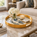 Wedding Plastic Serving Tray – Navy Gold Swirl Marble - MintiHome