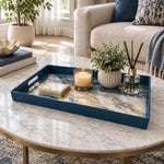 Wedding Plastic Serving Tray – Deep Blue Drift Marble - MintiHome