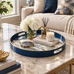 Wedding Plastic Serving Tray – Deep Blue Drift Marble - MintiHome