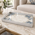 Wedding Plastic Serving Tray – Pale Grey Vein Marble plastic serving tray shown in a rectangular product view.