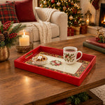 Christmas Plastic Serving Tray – Ivory Poinsettia Border - MintiHome