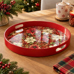 Christmas Plastic Serving Tray – Deep Red Poinsettia Field - MintiHome