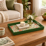 Ramadan & Eid al-Fitr Plastic Serving Tray – Peony Vine Dense Field plastic serving tray shown in a rectangular styled scene.