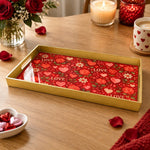Valentine's Day Plastic Serving Tray – Gold Love Heart Arrow Allover - MintiHome