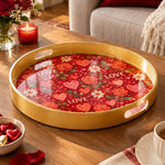 Valentine's Day Plastic Serving Tray – Gold Love Heart Arrow Allover - MintiHome