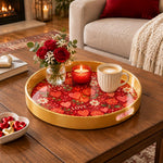 Valentine's Day Plastic Serving Tray – Gold Love Heart Arrow Allover - MintiHome