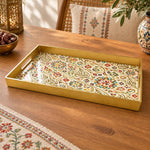 Ramadan & Eid al-Fitr Plastic Serving Tray – Gold Arabesque Vine - MintiHome