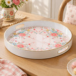 Valentine's Day Plastic Serving Tray – Bird Corner Heart Spray plastic serving tray shown in a round product view.