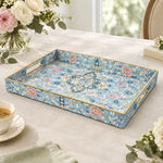 Ramadan Decorative Plastic Serving Tray – Blue Gold Red Medallion full-print plastic serving tray shown in a product view.