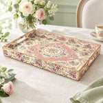Ramadan Decorative Plastic Serving Tray – Pink Cream Medallion full-print plastic serving tray shown in a product view.
