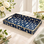 Ramadan Decorative Plastic Serving Tray – Indigo Ivory Lantern Swag full-print plastic serving tray shown in a product view.