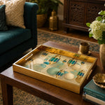 National Days Lantern Glass Tray – Teal Mandala Design - MintiHome