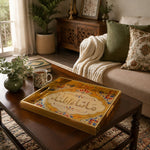 National Days Calligraphy Glass Tray – Floral Frame - MintiHome