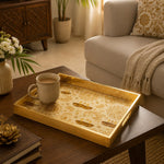 Diya Mandala Paisley Glass Serving Tray β Gold Festival - MintiHome