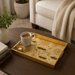 Diya Mandala Paisley Glass Serving Tray β Gold Festival - MintiHome