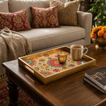 Multicolor Mandala Glass Serving Tray – Floral Symmetric - MintiHome