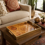 Gold Multi Mandala Leaf Glass Serving Tray – Folk Diwali - MintiHome