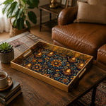 Blue Mandala Diya Paisley Glass Serving Tray – Royal Diwali - MintiHome