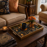 Blue Mandala Diya Paisley Glass Serving Tray – Royal Diwali - MintiHome