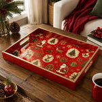 Christmas Santa Claus & Reindeer Glass Serving Tray – Holiday Platter - MintiHome