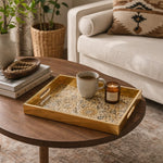 Moroccan Mosaic Daily Glass Tray – Gold Blue Border - MintiHome